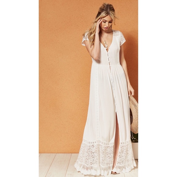 white button front maxi dress